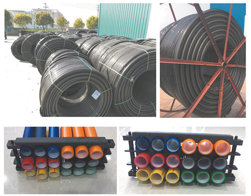 高密度聚乙烯(HDPE )硅芯管制作，系采用特種HDPE原料加硅料共擠復(fù)合而成，具備以下基本特性: 1.管道的強度，包括抗壓，抗張和抗沖擊能力，充分考慮到光(電)纜保護(hù)所需的安全系數(shù)，不再需要大管作外層保護(hù)。 2、硅管曲率半徑小，為其外徑的十倍。敷管時遇到彎曲處和上下管落差處可隨路而轉(zhuǎn)或隨坡而走，無須作任何特別處理，更不必設(shè)入井過渡。 3、其內(nèi)壁的硅芯層是固體的，永久的潤滑濟。 4、其內(nèi)壁的硅芯層被同步擠壓進(jìn)壁內(nèi)，均勻地分布于整個內(nèi)壁，硅芯層與高度密聚乙烯具有相同的物理和機械特性:不會剝落，脫離。 5、其內(nèi)壁硅芯層的摩擦特性保持不變，纜線在管道內(nèi)反復(fù)抽取。 6、其內(nèi)璧的硅芯層不與水溶，污物進(jìn)管后可用水沖洗管道，可免遭嚙齒動物破壞。7、抗老化，使用壽命長，埋入地下可達(dá)50年以上。 8、耐候性能好。 9、施工快捷，可大降低工程造價。